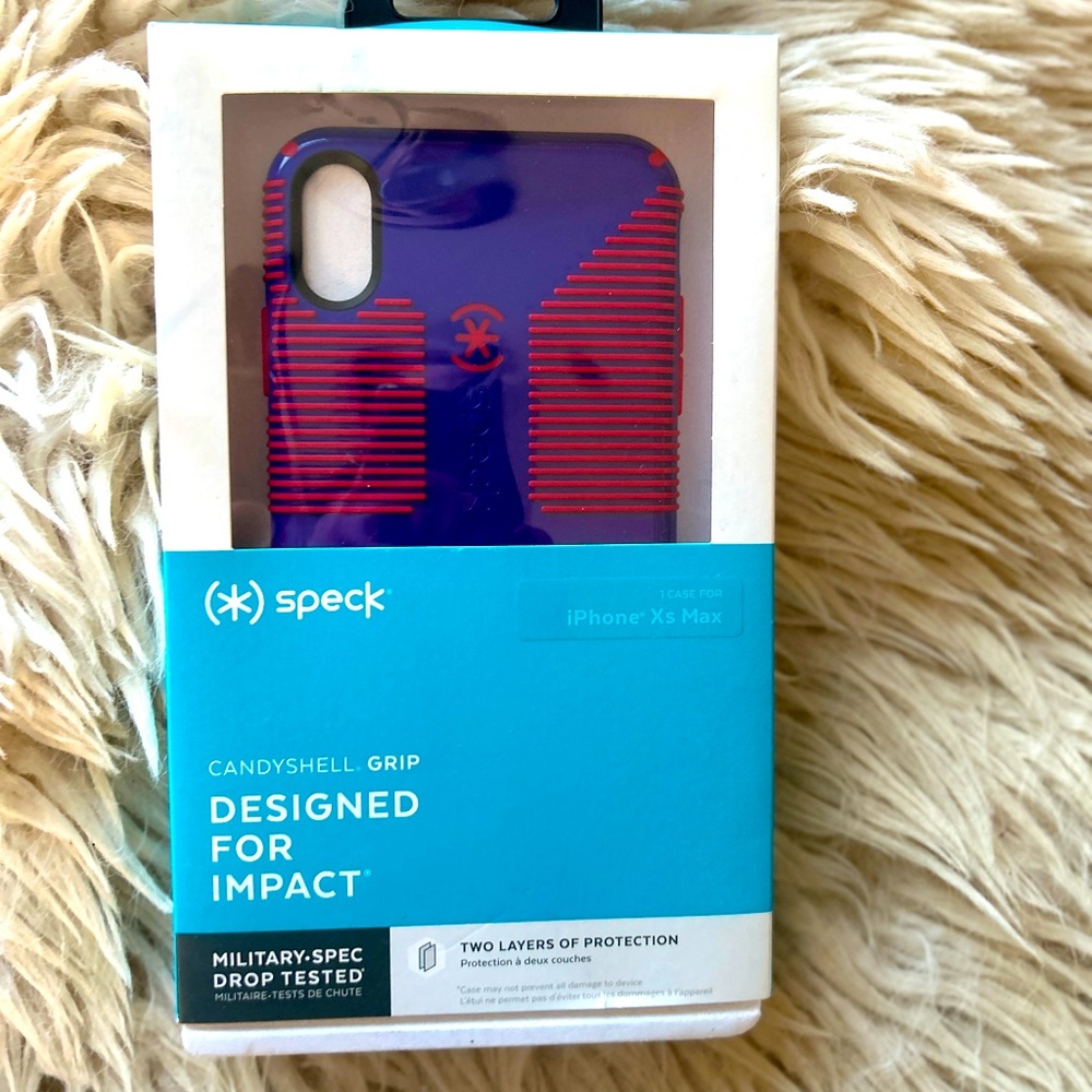New SPECK CandyShell Grip Apple IPHONE XS Max Case, Ultraviolet Purple/Ruby Red